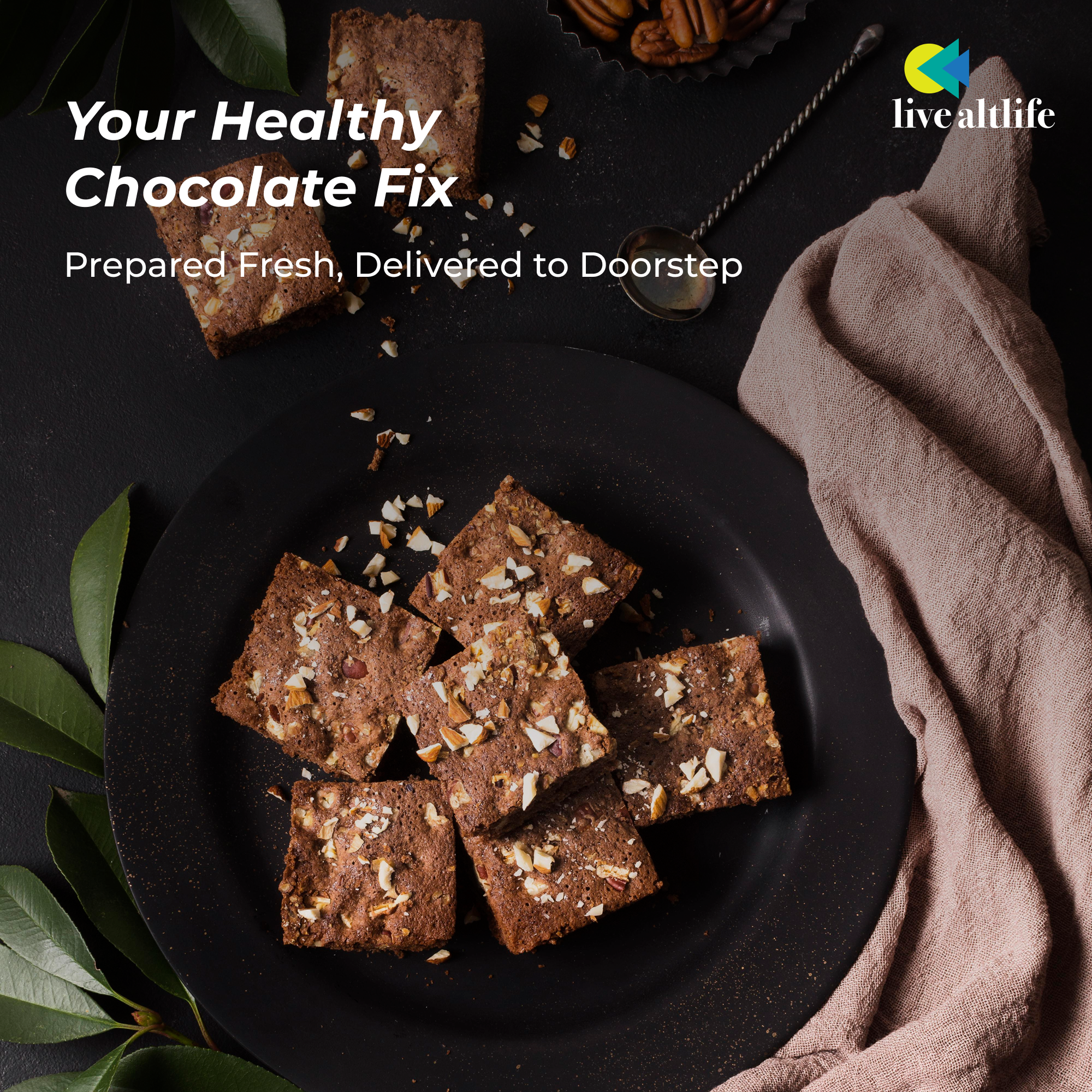 Dark Chocolate & Walnut Brownies (Protein Rich, Sugar/Grain free) - 6 pcs