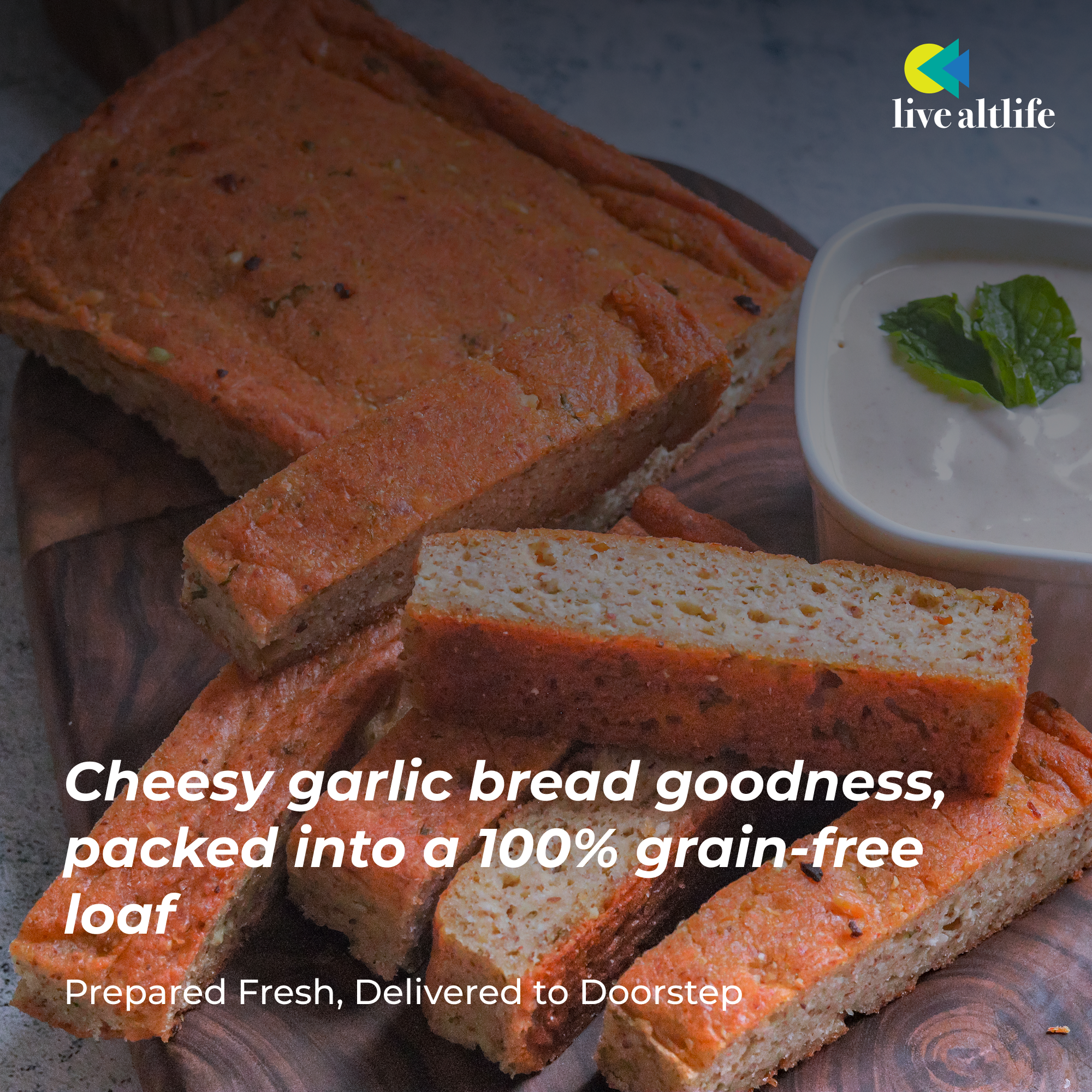 Cheesy Garlic Bread - Eggless (6, High Protein, Sugar/Grain Free)