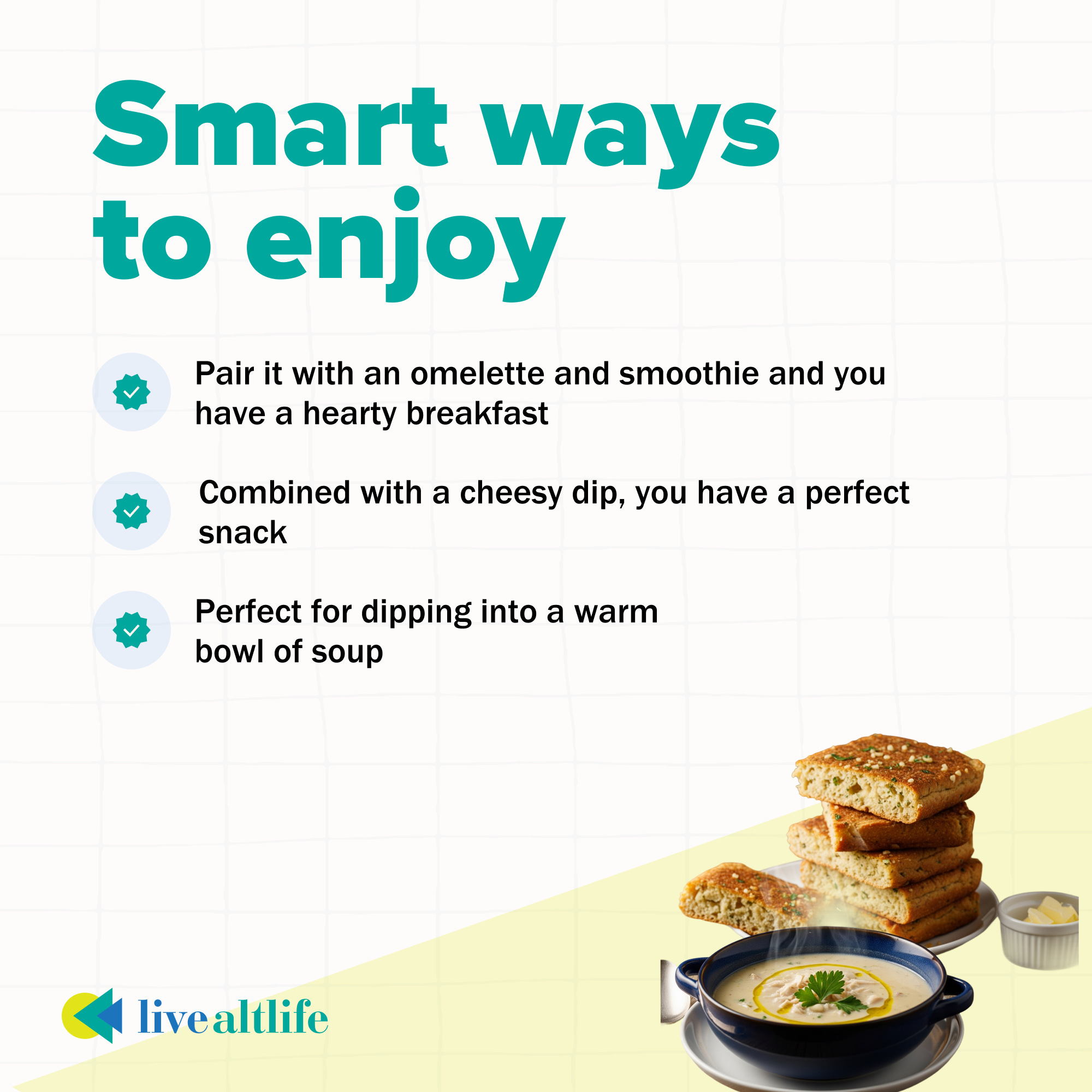 Cheesy Garlic Bread - Eggless (6, High Protein, Sugar/Grain Free)